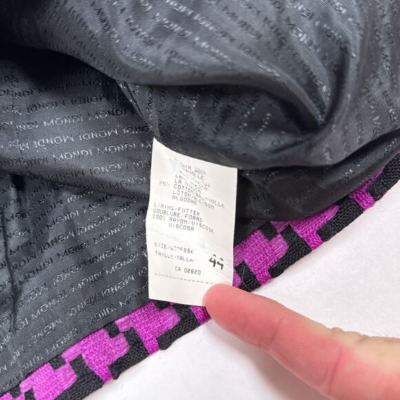 Vintage Mondi City Blazer Jacket Womens Size EUR 44 Wool Blend Houndstooth 90s - Picture 6 of 9